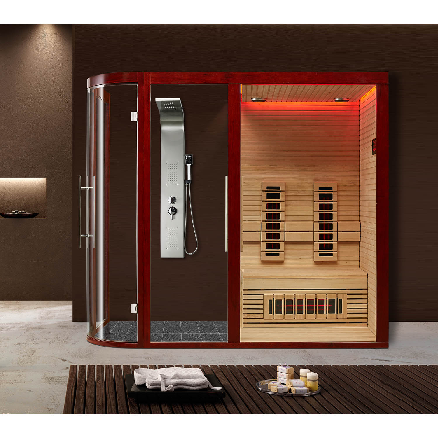 Инфракрасная сауна Mexda WS-1811 красный кедр 2400*1200*2100 (рис.2)